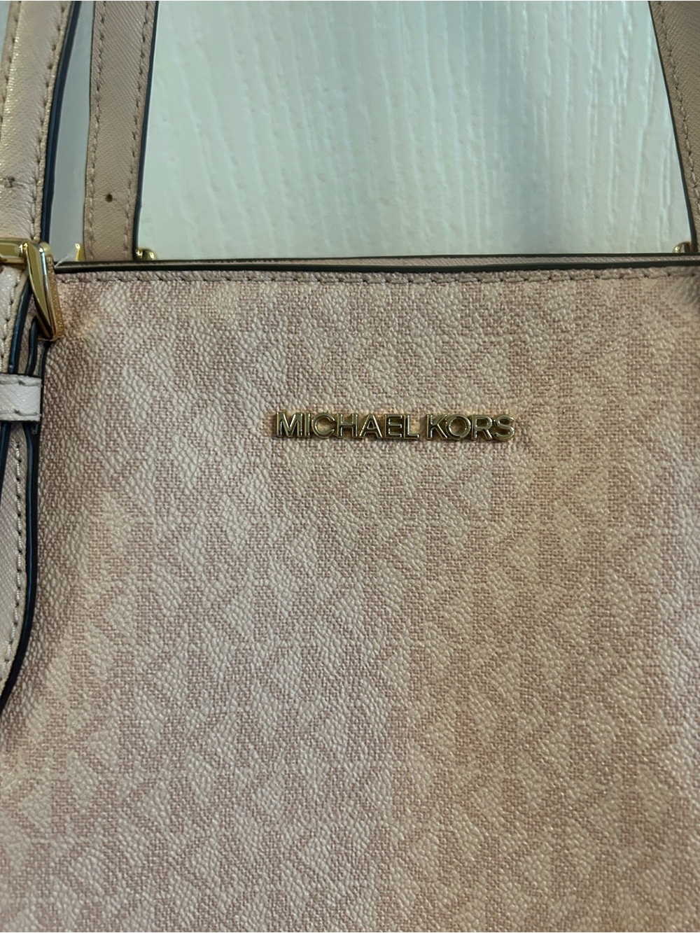 Michael Kors Blush Pink Logo Tote with MK Charm - Picture 3 of 10